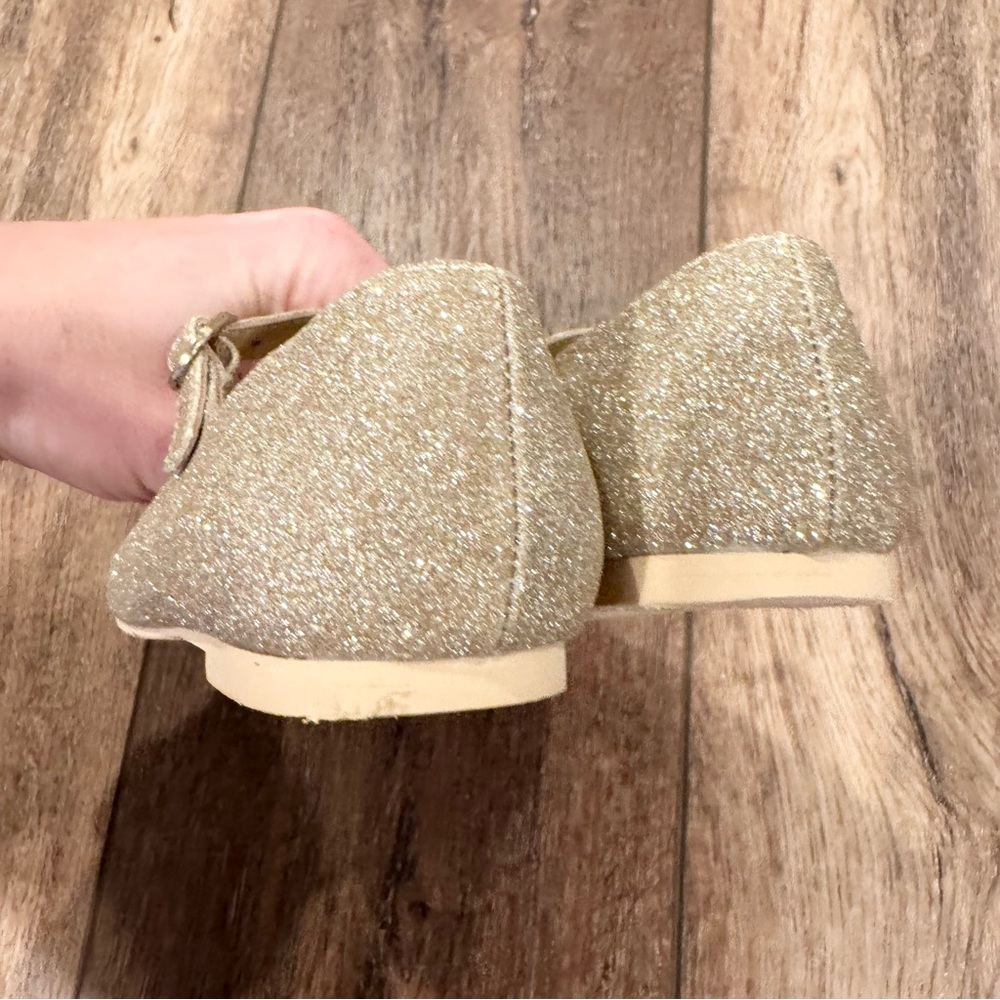 Janie and Jack Ballet Flat Gold Glitter Formal Event Wedding Flower Girl Easter - Picture 4 of 8